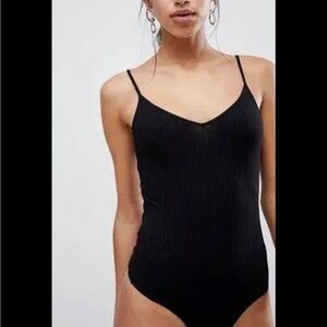 AE American Eagle Black ribbed tank top bodysuit nwot